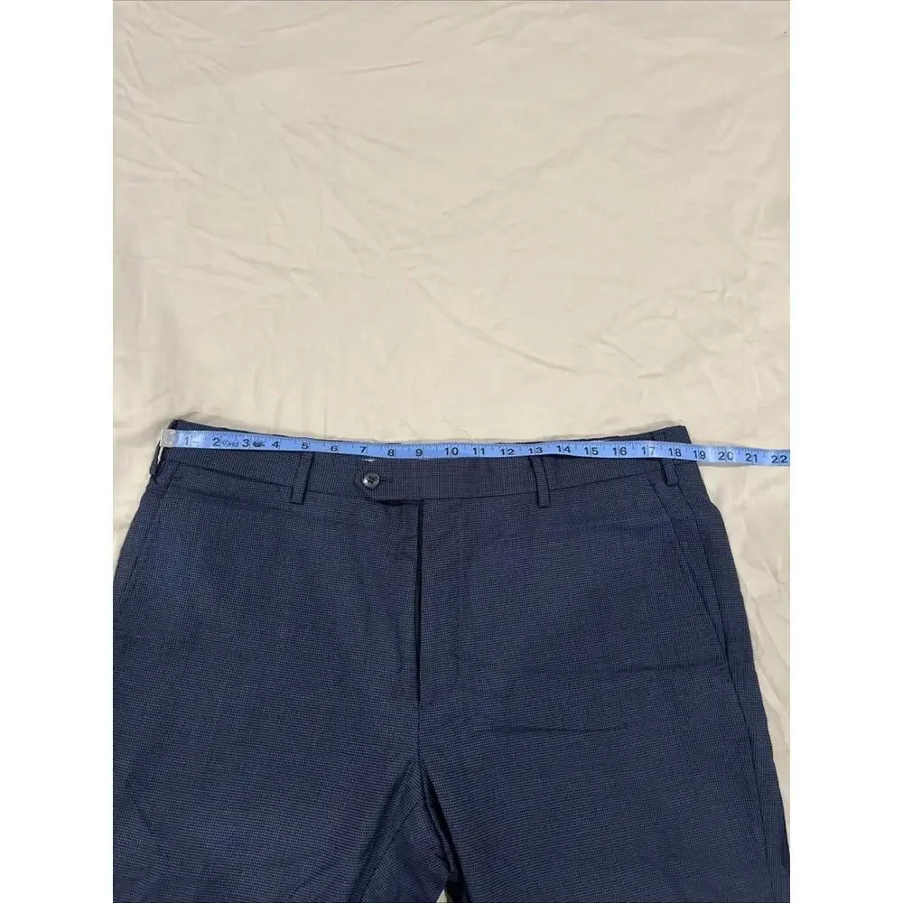 LUIGI BIANCHI MANTOVA LBM MENS DRESS PANTS 38x27 BLUE PATTERN MADE IN ITALY VGC!